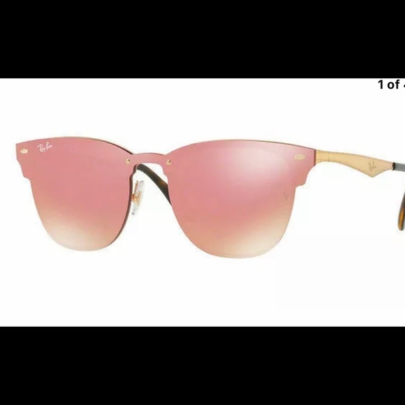 Ray-Ban rose gold pink mirror sunglasses. - Picture 1 of 8